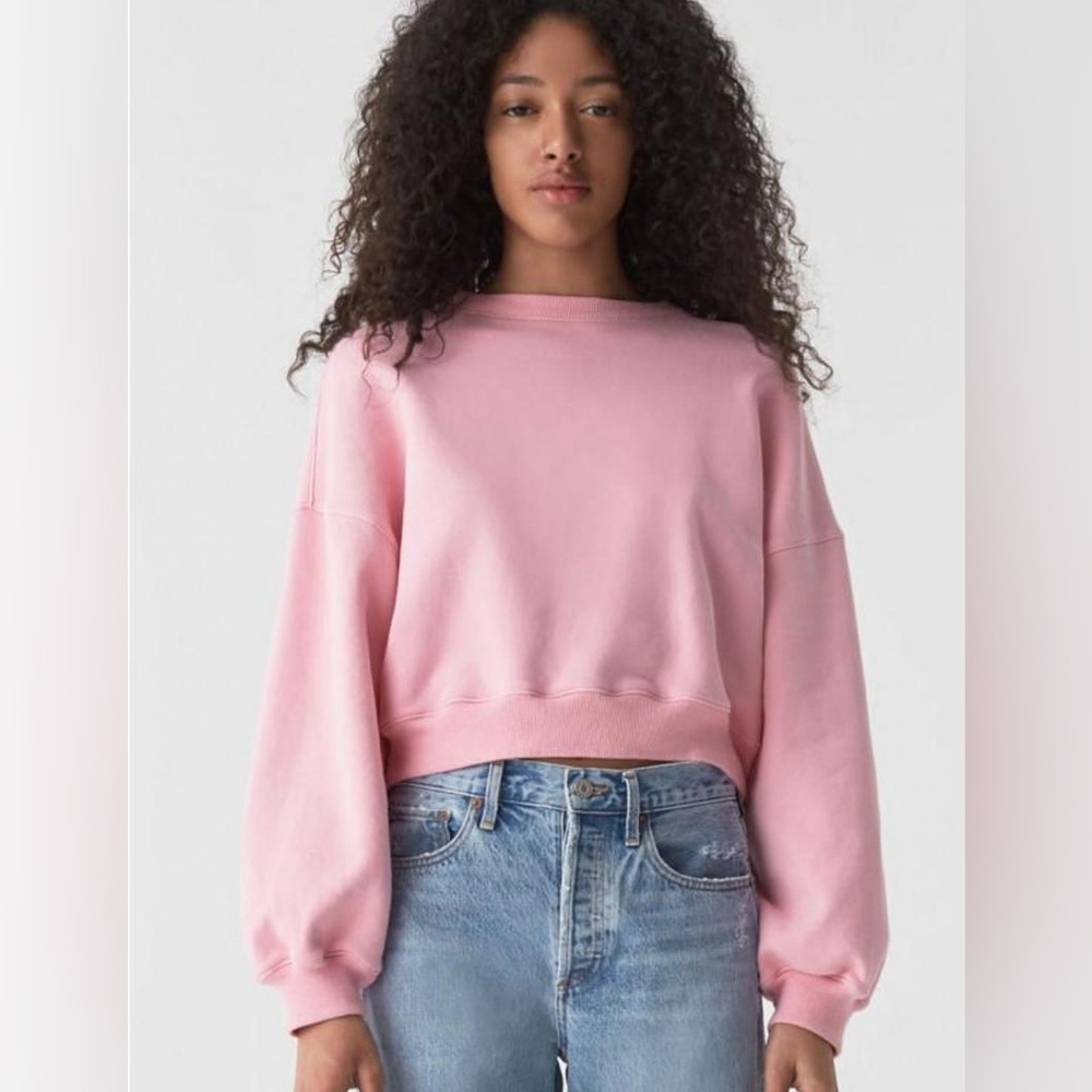 AGolde Bubblegum Pink Cropped Sweatshirt
